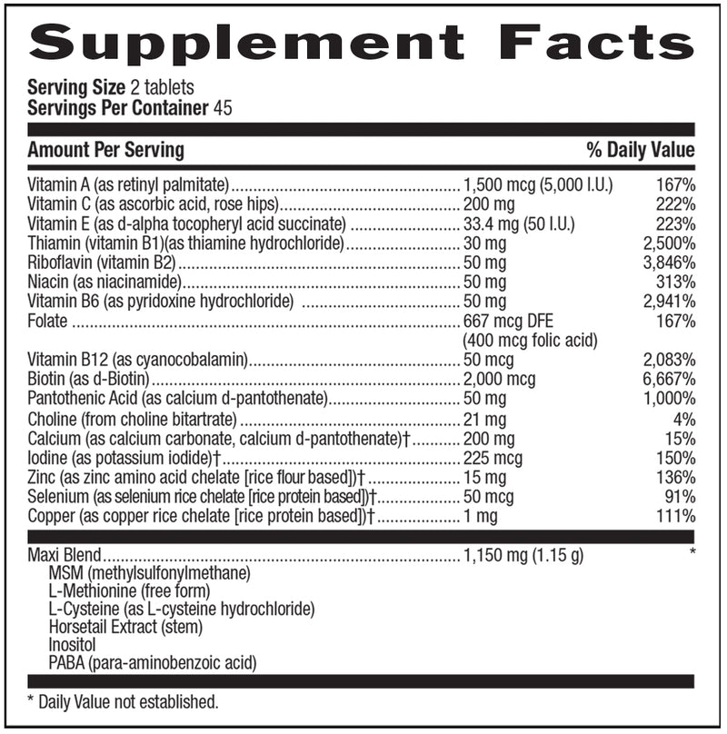 Maxi Hair (Country Life) supplement facts