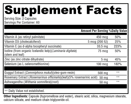 MedCaps T3 (Xymogen) Supplement Facts