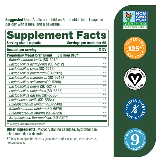 megaflora kids probiotic (megafoods) supplement facts