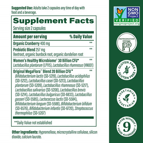 megaflora women's probiotic megafood supplement facts