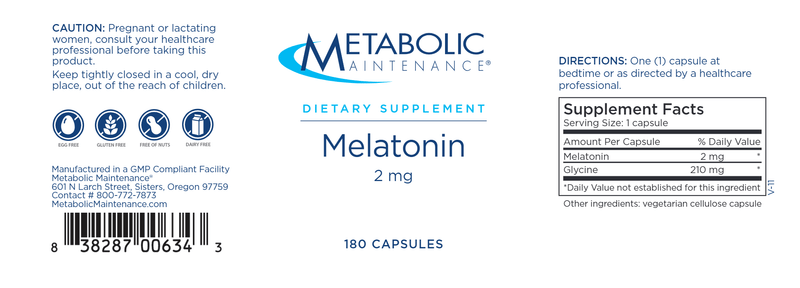 Melatonin 2 mg (Metabolic Maintenance) label