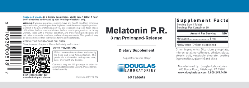 Melatonin PR 3 mg (Douglas Labs) 60ct label