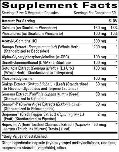 Memories with Seanol-P Progressive Labs supplement facts