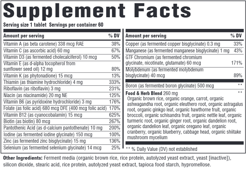 Men Over 40 One Daily Iron Free Innate Response supplement facts