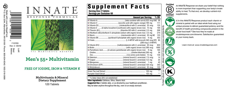 Men's 55+ Multivitamin Innate Response Label