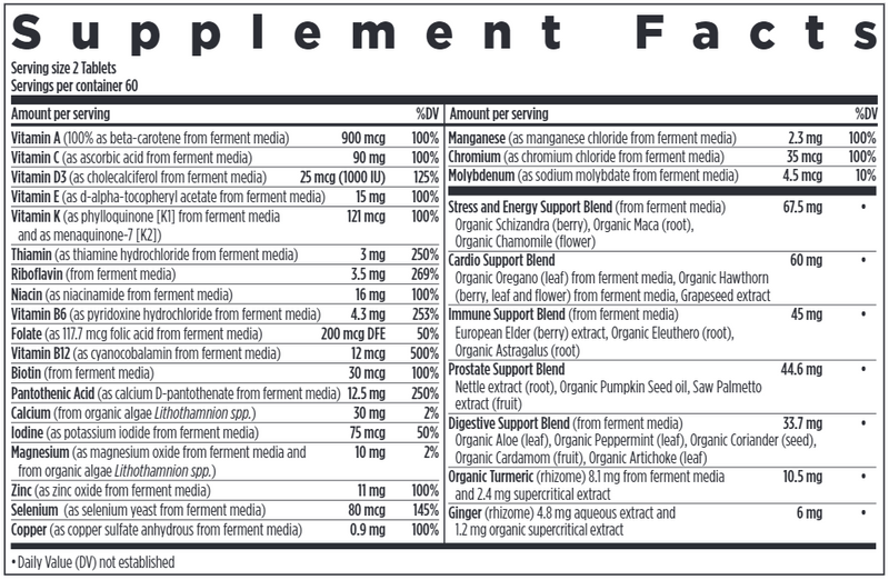 Men's Advanced Multivitamin (New Chapter) supplement facts