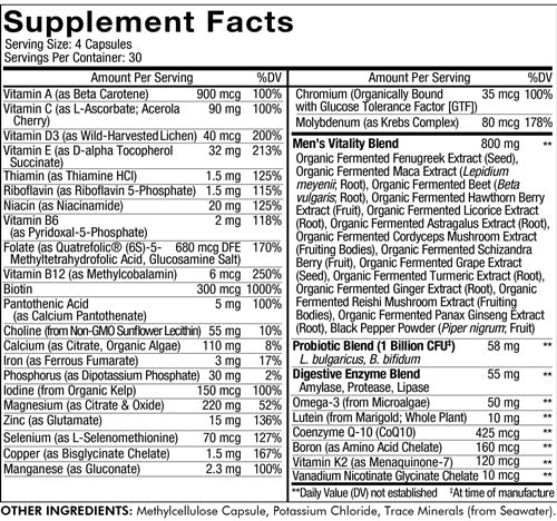 Men's Fermented Multivitamin (Codeage) supplement facts