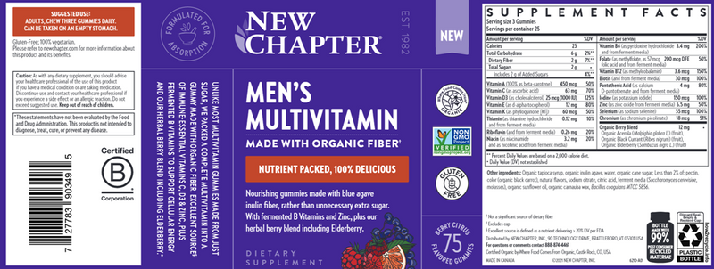 Men's Multivitamin Gummies New Chapter Label