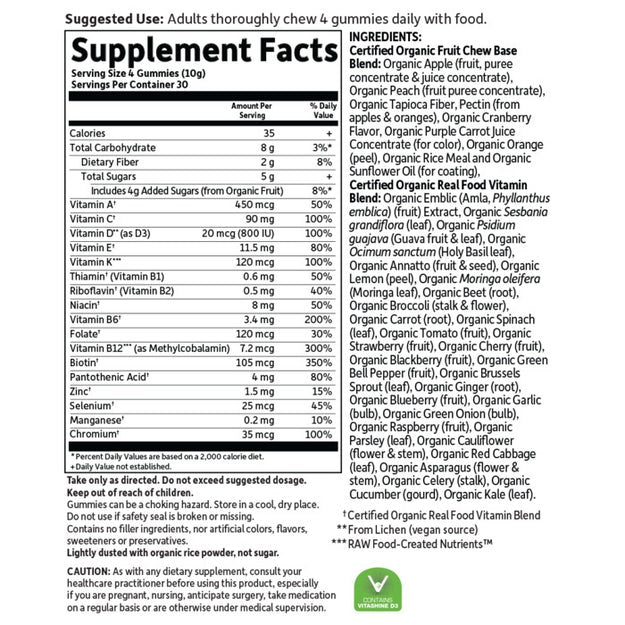 organics men's multi berry garden of life supplement facts