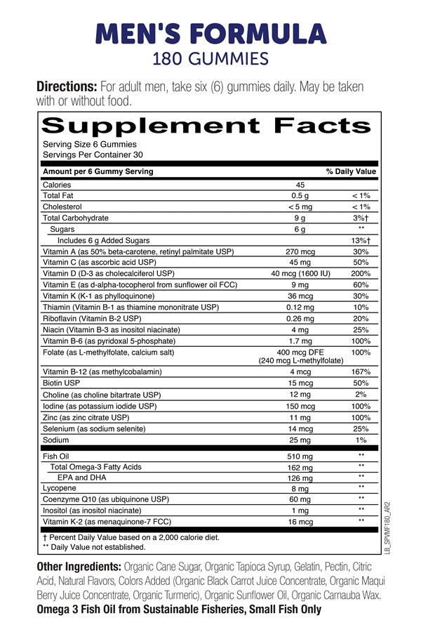 Men's Formula (SmartyPants Vitamins) Supplement Facts