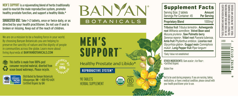 Mens Support (Banyan Botanicals) label