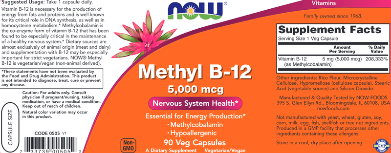 Methyl B-12 5000 mcg (NOW) Label