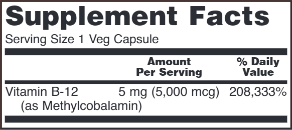 Methyl B-12 5000 mcg (NOW) Supplement Facts