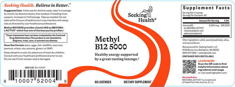 methyl b12 5000 seeking health label