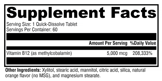 Methylcobalamin Xymogen Supplement Facts