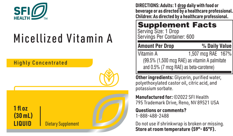 micellized vitamin a sfi health label