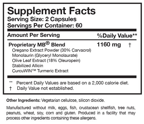 Microbinate Researched Nutritionals supplement facts