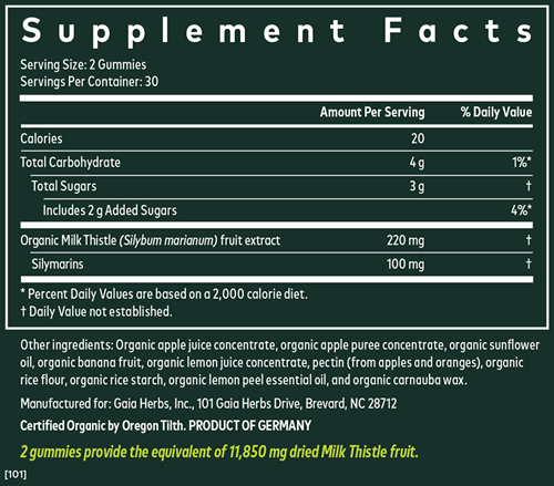 milk thistle gaia herbs supplement facts