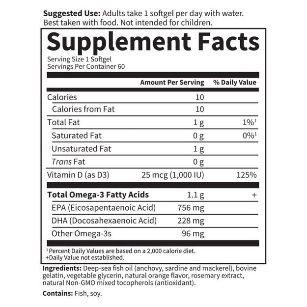 omega 3 fish oil garden of life supplement facts