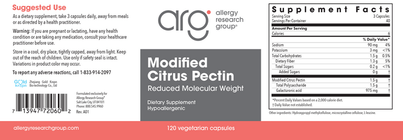 modified citrus pectin allergy research group label