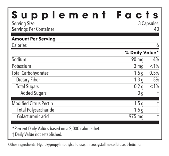 modified citrus pectin allergy research group supplement facts