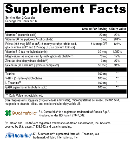 Mood Food ES Xymogen Supplement Facts