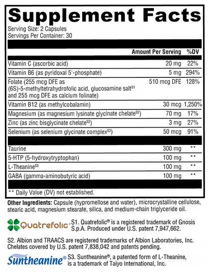 Mood Food ES Xymogen Supplement Facts