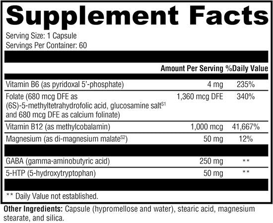 Mood Food Xymogen Supplement Facts