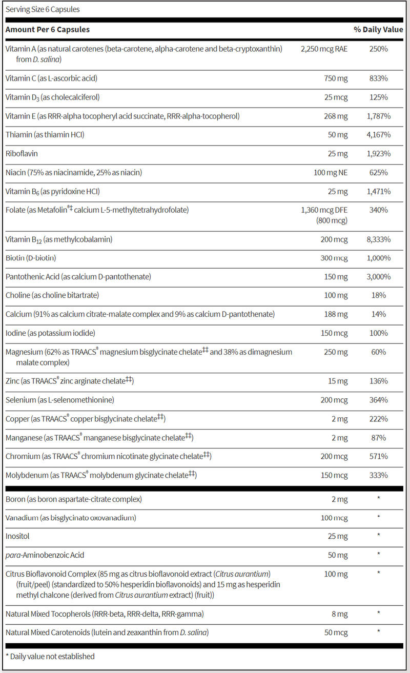 multithera 1 iron-free capsules sfi health supplement facts