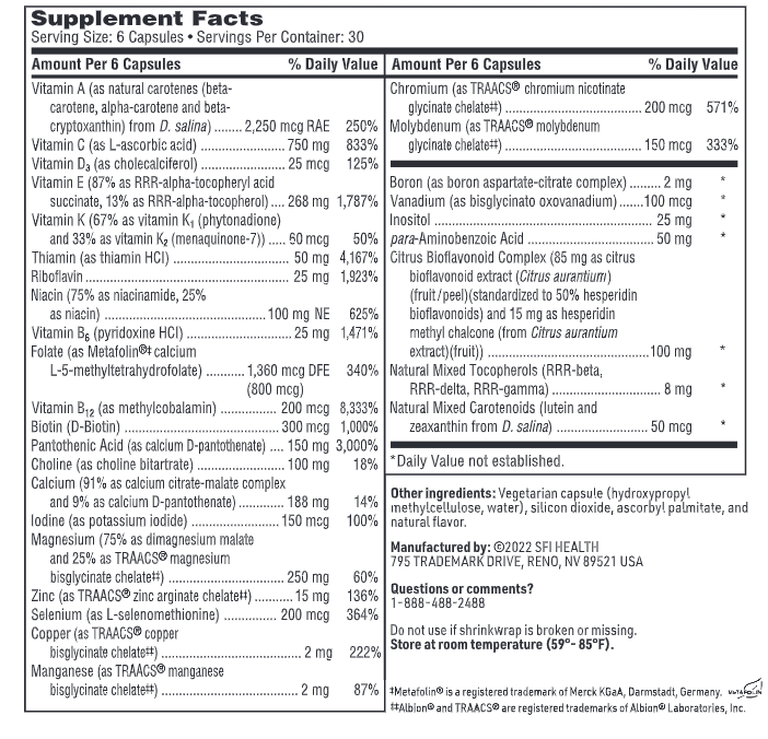 multithera 1 plus vitamin k sfi health supplement facts