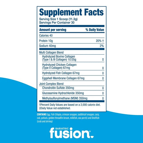 Multi Collagen Protein Powder Unflavored Bariatric Fusion supplement facts