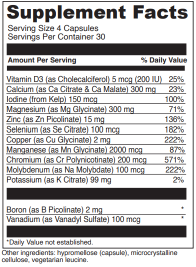 multi mineral complex davinci labs supplement facts