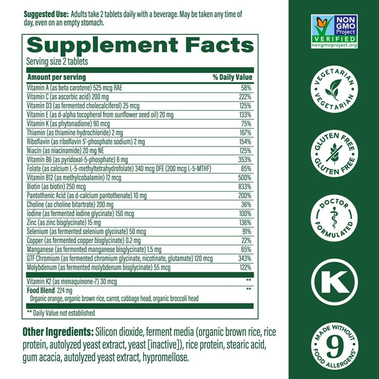 multi for men 40+ megafood supplement facts