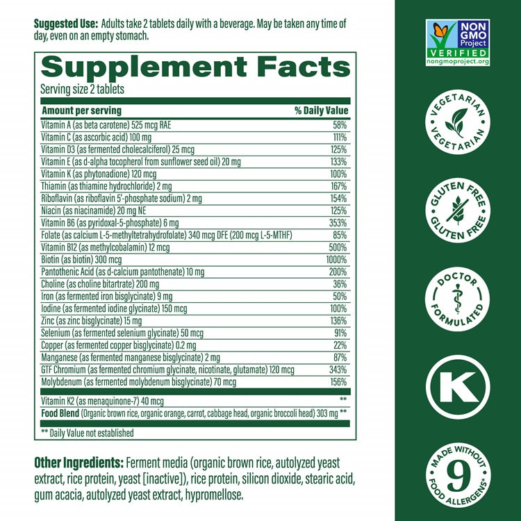 multi for women 40+ megafood supplement facts