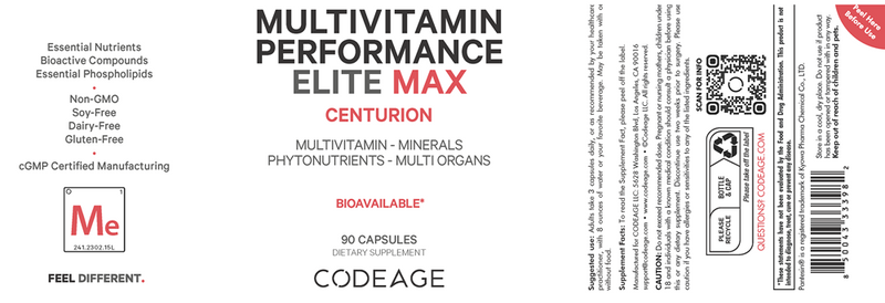 multivitamin performance elite max codeage label