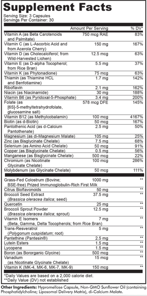 multivitamin recovery elite max codeage supplement facts