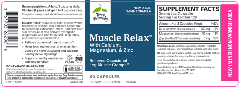 Muscle Relax (Terry Naturally) Label