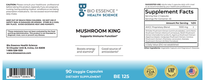 mushroom king bio essence health science label