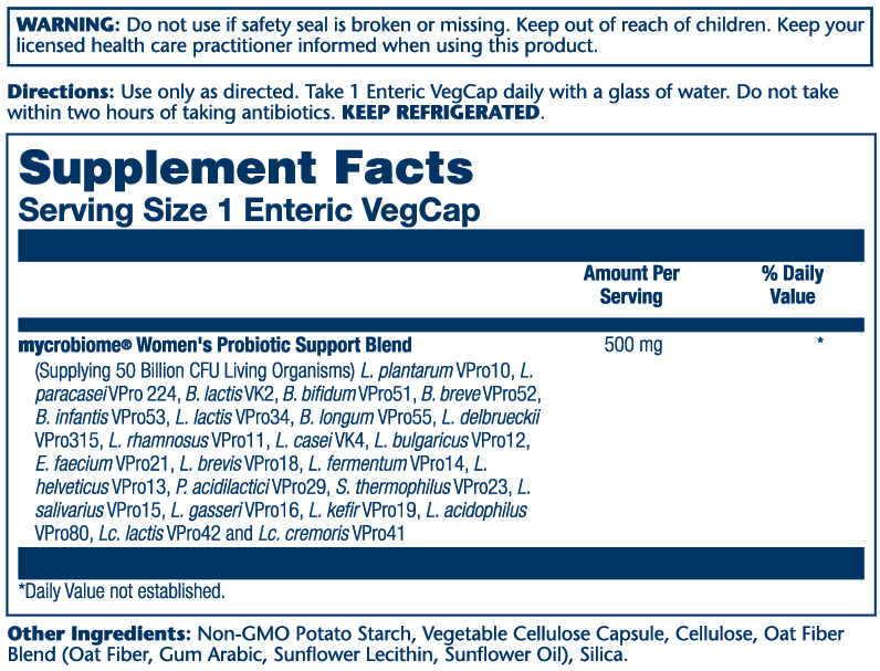 BACKORDER ONLY - Mycrobiome Women's Form 50 B Enteric