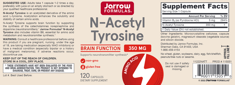 N-Acetyl Tyrosine Jarrow Formulas label