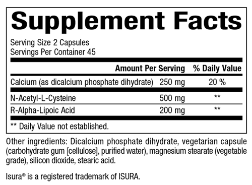 NAC & ALA Bioclinic Naturals supplement facts