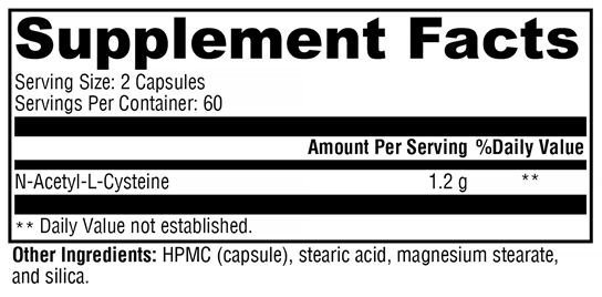 NAC (Xymogen) Supplement Facts