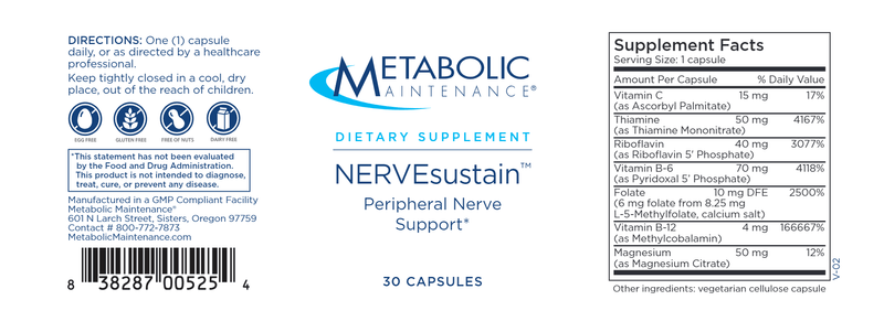 NERVEsustain (Metabolic Maintenance) label