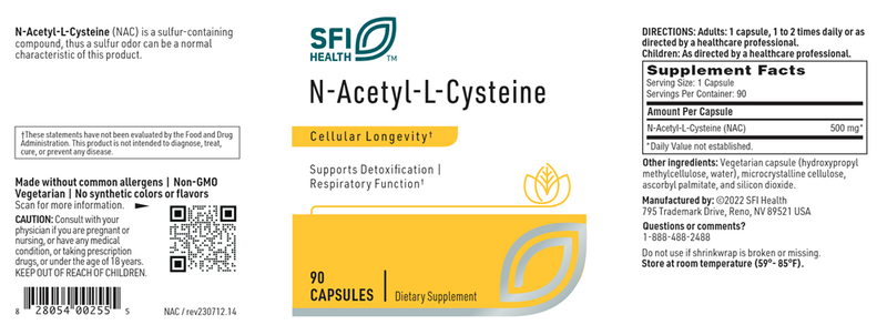 n-acetyl-l-cysteine sfi health label