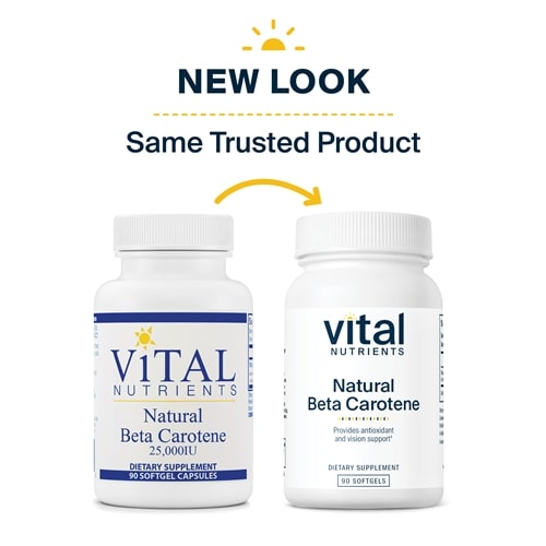 Natural Beta Carotene 25000IU Vital Nutrients new look