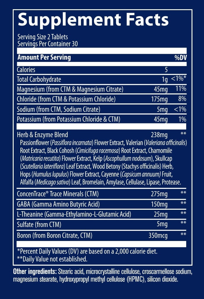 naturalrest plus (trace minerals research) supplement facts