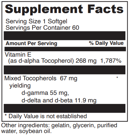 natural mixed tocopherol e 400 davinci labs supplement facts