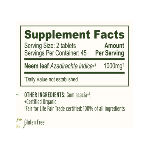 neem organic tablets banyan botanicals supplement facts