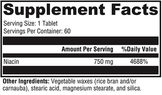 NiaVasc 750 (Xymogen) Supplement Facts