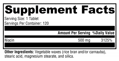 NiaVasc Xymogen Supplement Facts